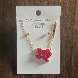 Tell Your Tale - Texas Necklace and Earring Set - Maroon